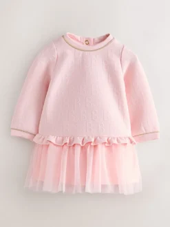 Jurken*Baker by Ted Baker - Jacquard jurk met reliëf en mesh zoom Roze