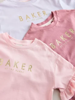 T-Shirts*Baker by Ted Baker Roze - 3 Pack Boxy Fit Frill Graphic Printed T-Shirts