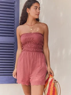 Jumpsuits En Playsuits|Next - Bandeau playsuit met plooien Roze