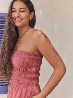 Jumpsuits En Playsuits|Next - Bandeau playsuit met plooien Roze