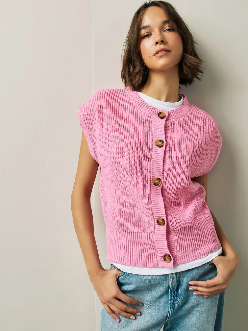 Mutsen, Handschoenen En Sjaals|Next - Button Through Knitted Tank Roze