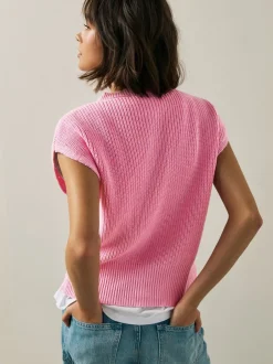 Mutsen, Handschoenen En Sjaals|Next - Button Through Knitted Tank Roze