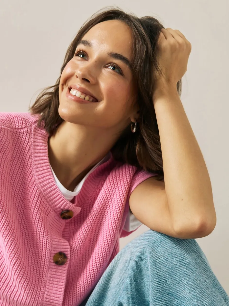 Mutsen, Handschoenen En Sjaals|Next - Button Through Knitted Tank Roze