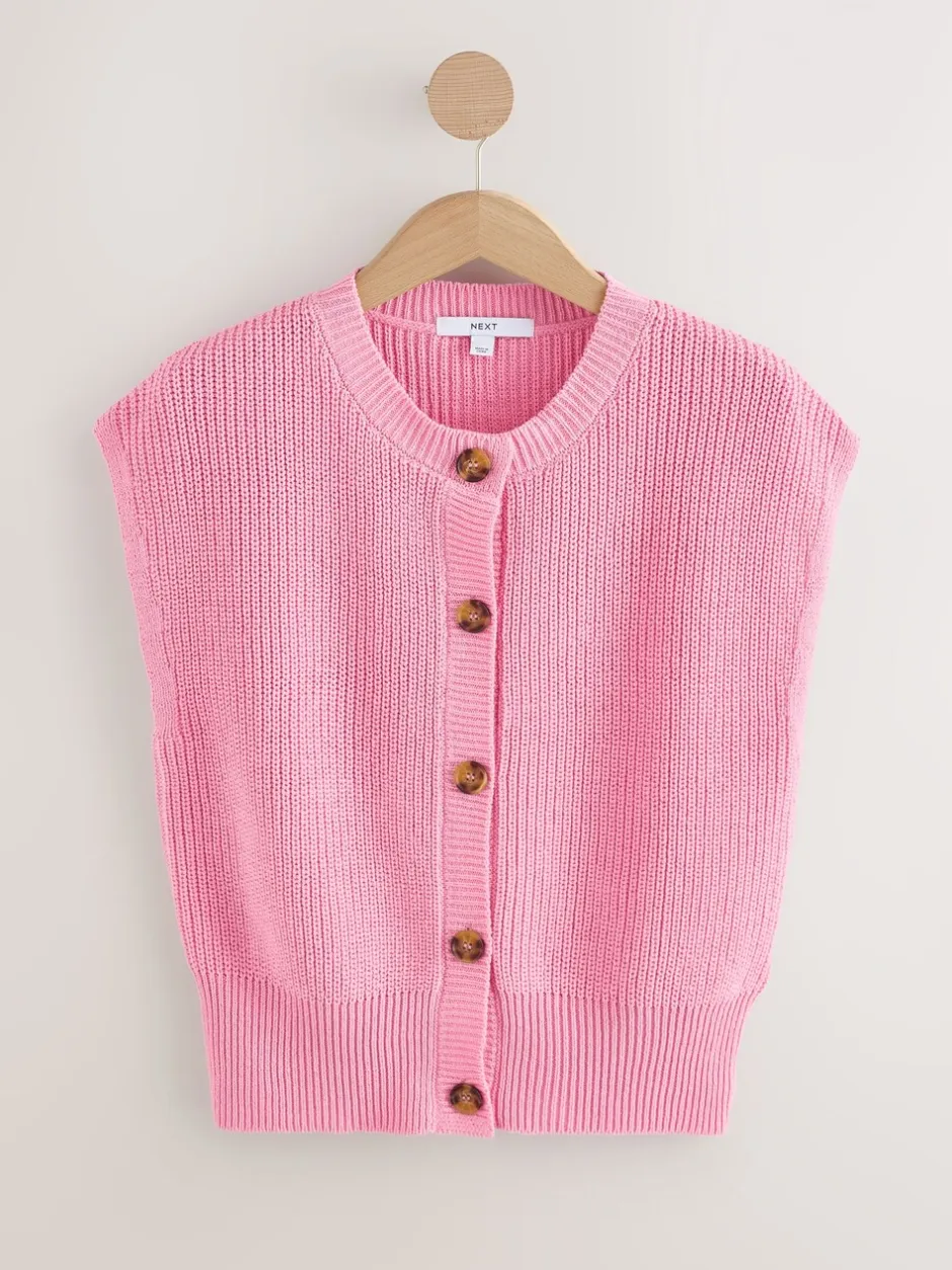 Mutsen, Handschoenen En Sjaals|Next - Button Through Knitted Tank Roze