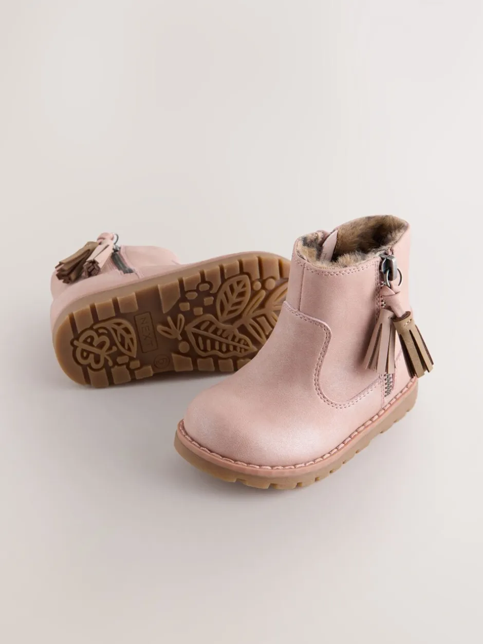 Boots*Next Roze - Chelsea enkellaarsjes met rits en kwastjes