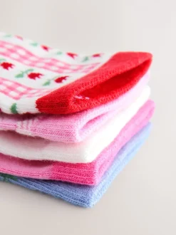 Sokken En Panty's*Next Roze - Cotton Rich Cherry Ankle Socks 5 Pack