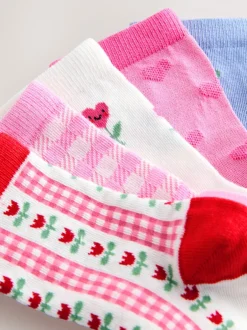 Sokken En Panty's*Next Roze - Cotton Rich Cherry Ankle Socks 5 Pack