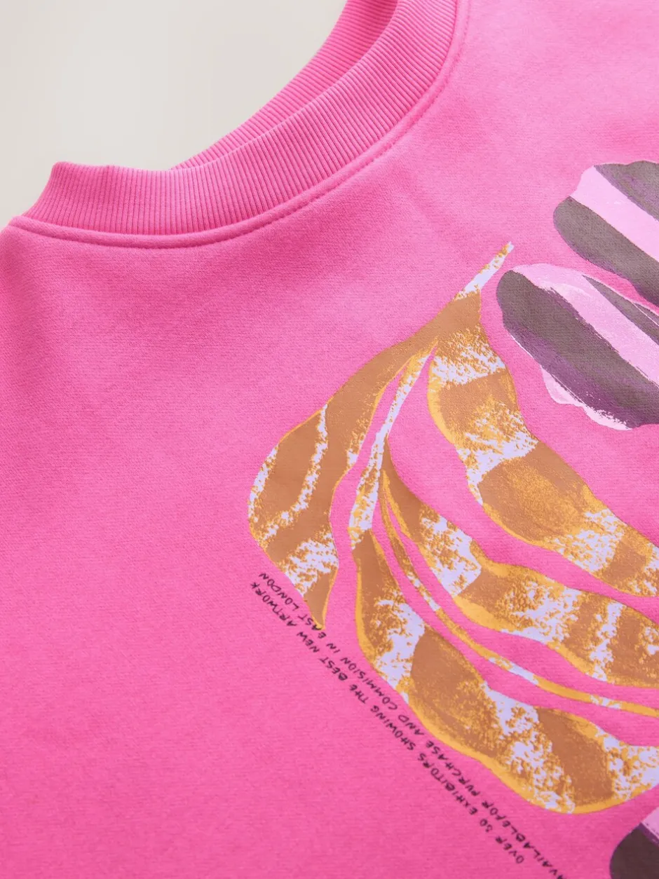 Hoody's En Sweatshirts|Next - Cotton Rich Fruit Art Graphic Longsleeve Crewneck Sweatshirt Roze