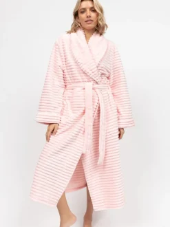 Badjassen*Cyberjammies - Striped Sealskin Fleecy Dressing Gown Roze