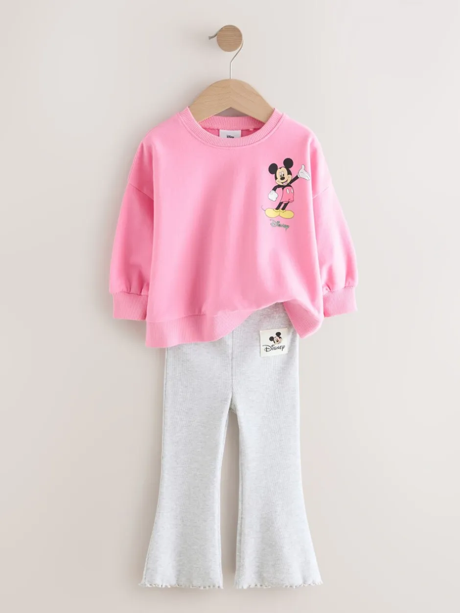 Sets En Combisets|Truien En Breisels|Next Roze - Disney Mickey Mouse and Friends set met lange mouwen top en uitlopende rok (3mnd-7jr)