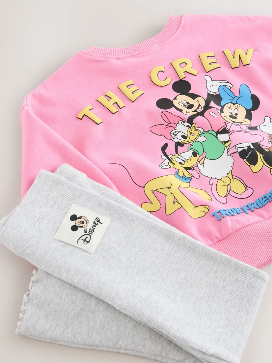 Sets En Combisets|Truien En Breisels|Next Roze - Disney Mickey Mouse and Friends set met lange mouwen top en uitlopende rok (3mnd-7jr)