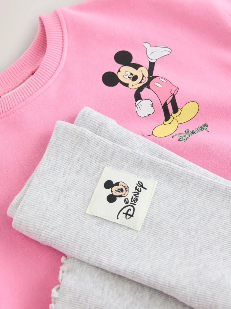 Sets En Combisets|Truien En Breisels|Next Roze - Disney Mickey Mouse and Friends set met lange mouwen top en uitlopende rok (3mnd-7jr)