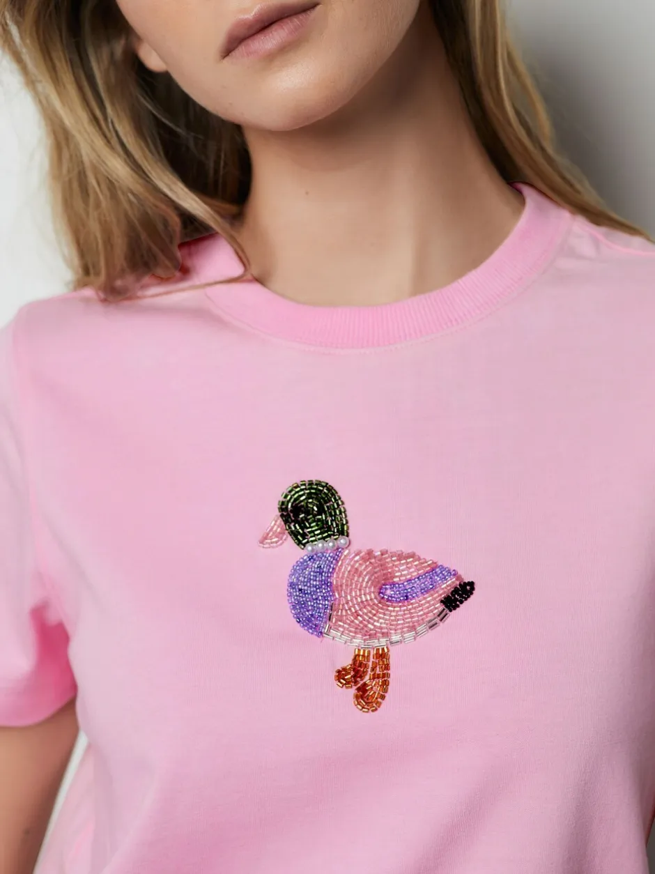 Tops En T-Shirts*Next Roze - Embellished Duck Short Sleeve Crew Neck Top