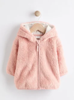 Jassen, Jacks En Kinderwagenpakjes|Jassen En Jacks|Next - Fleece babyjack met capuchon (0mnd-2jr) Roze
