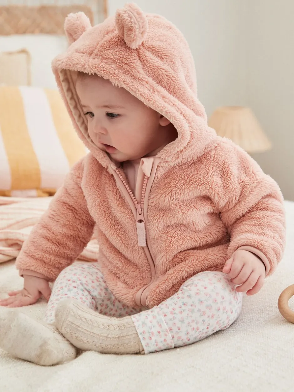 Jassen, Jacks En Kinderwagenpakjes|Jassen En Jacks|Next - Fleece babyjack met capuchon (0mnd-2jr) Roze