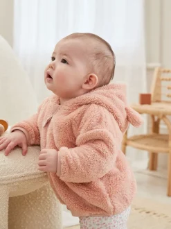 Jassen, Jacks En Kinderwagenpakjes|Jassen En Jacks|Next - Fleece babyjack met capuchon (0mnd-2jr) Roze