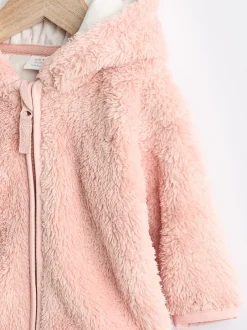 Jassen, Jacks En Kinderwagenpakjes|Jassen En Jacks|Next - Fleece babyjack met capuchon (0mnd-2jr) Roze