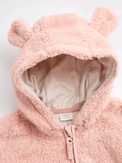 Jassen, Jacks En Kinderwagenpakjes|Jassen En Jacks|Next - Fleece babyjack met capuchon (0mnd-2jr) Roze