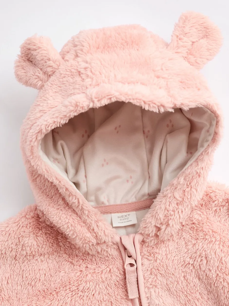 Jassen, Jacks En Kinderwagenpakjes|Jassen En Jacks|Next - Fleece babyjack met capuchon (0mnd-2jr) Roze