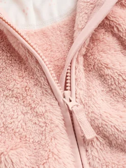 Jassen, Jacks En Kinderwagenpakjes|Jassen En Jacks|Next - Fleece babyjack met capuchon (0mnd-2jr) Roze
