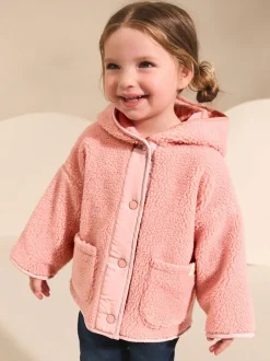 Jassen En Jacks|Next - Fleece met drukknoopsluiting (3mnd-7jr) Roze