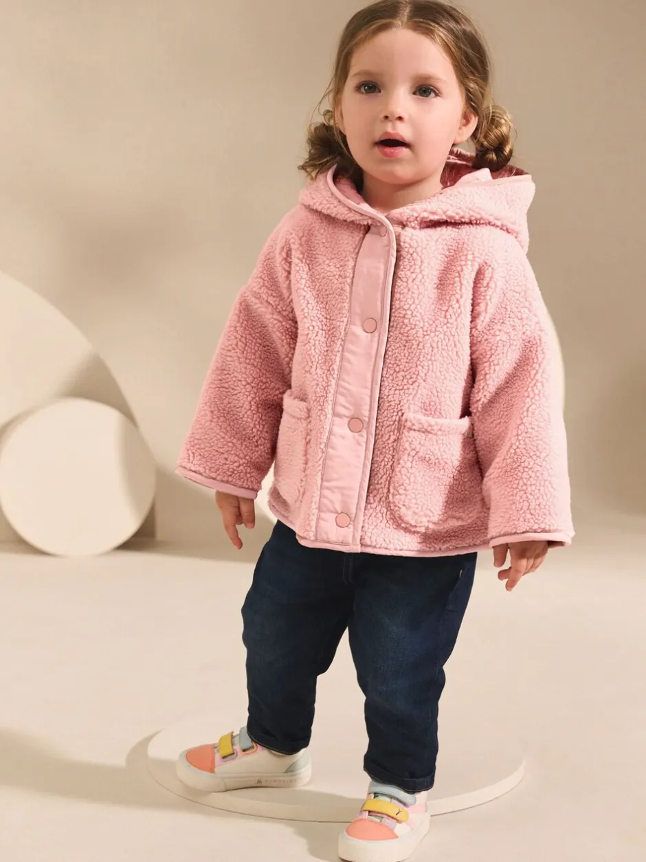 Jassen En Jacks|Next - Fleece met drukknoopsluiting (3mnd-7jr) Roze