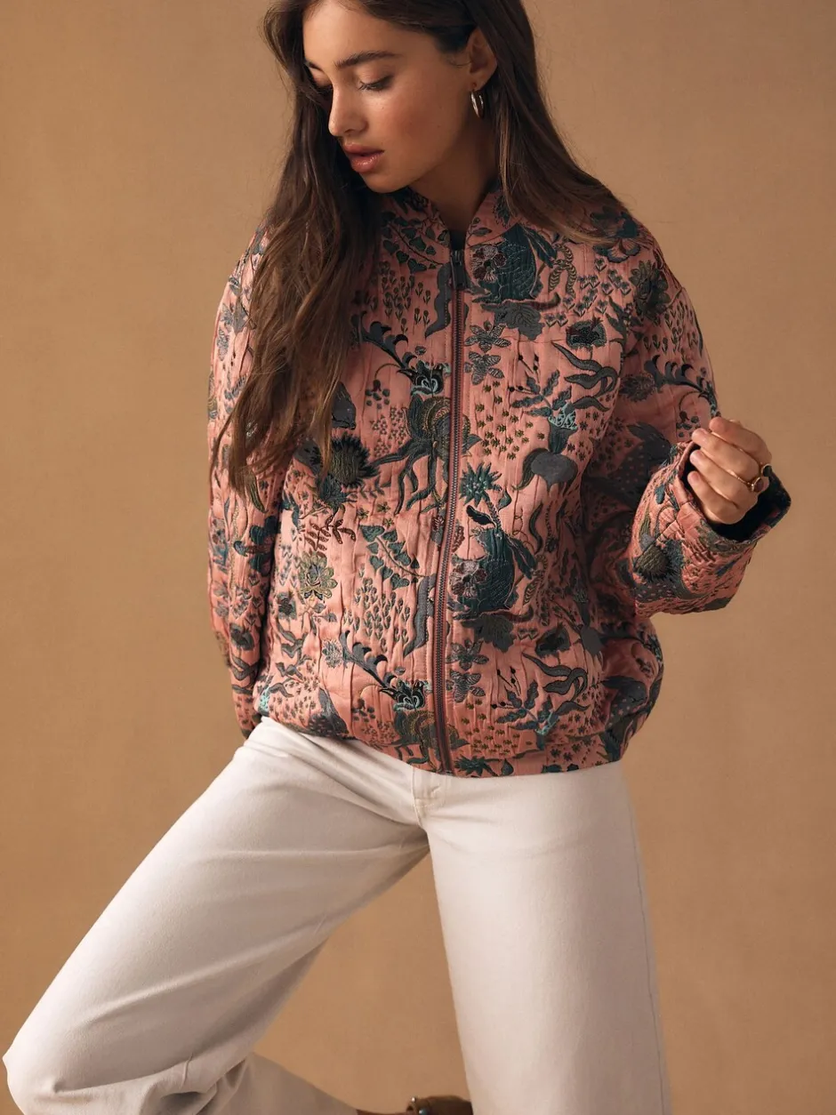 Jassen En Jacks|Next - Floral Jacquard Bomber Jacket Roze
