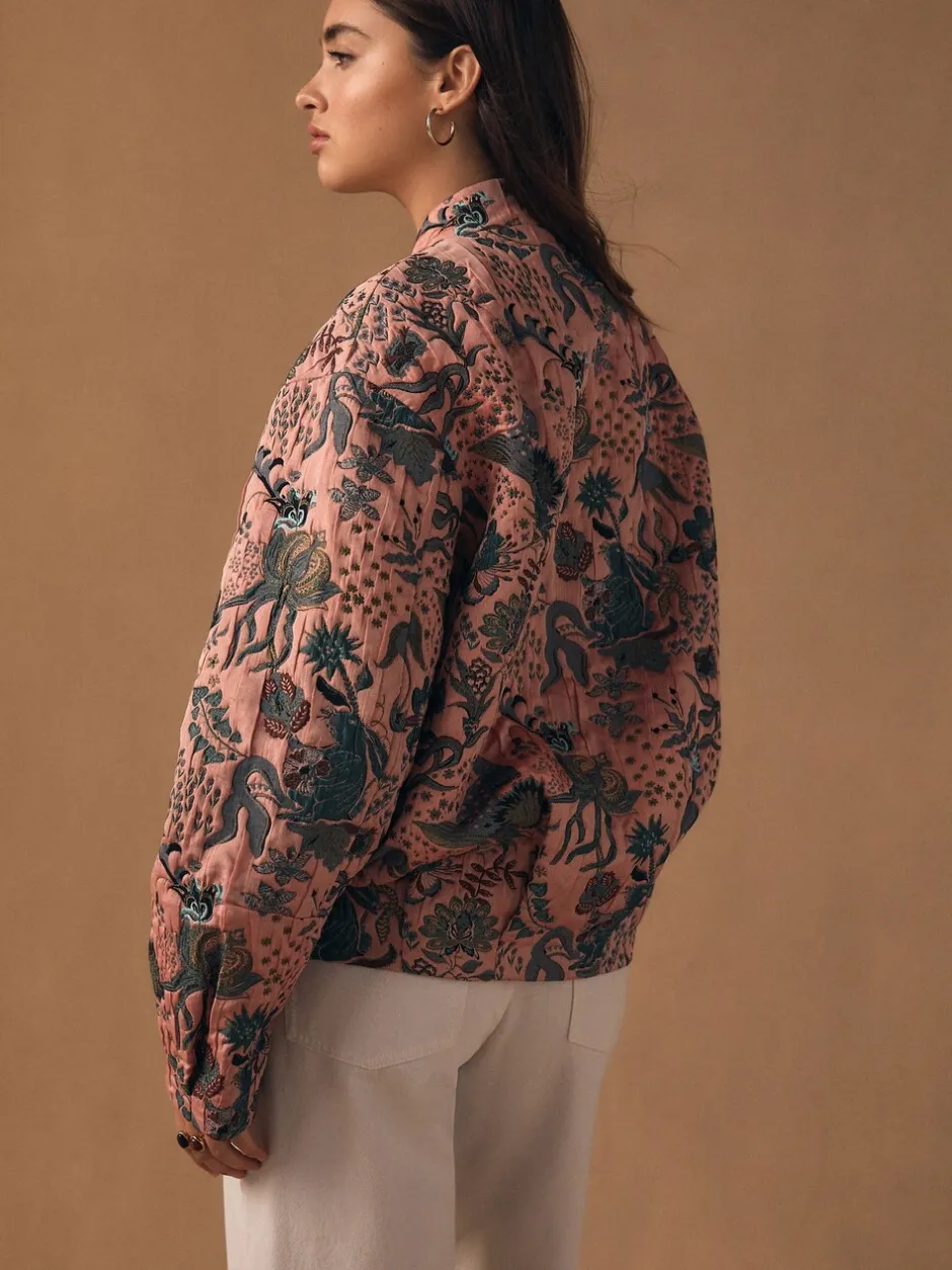 Jassen En Jacks|Next - Floral Jacquard Bomber Jacket Roze