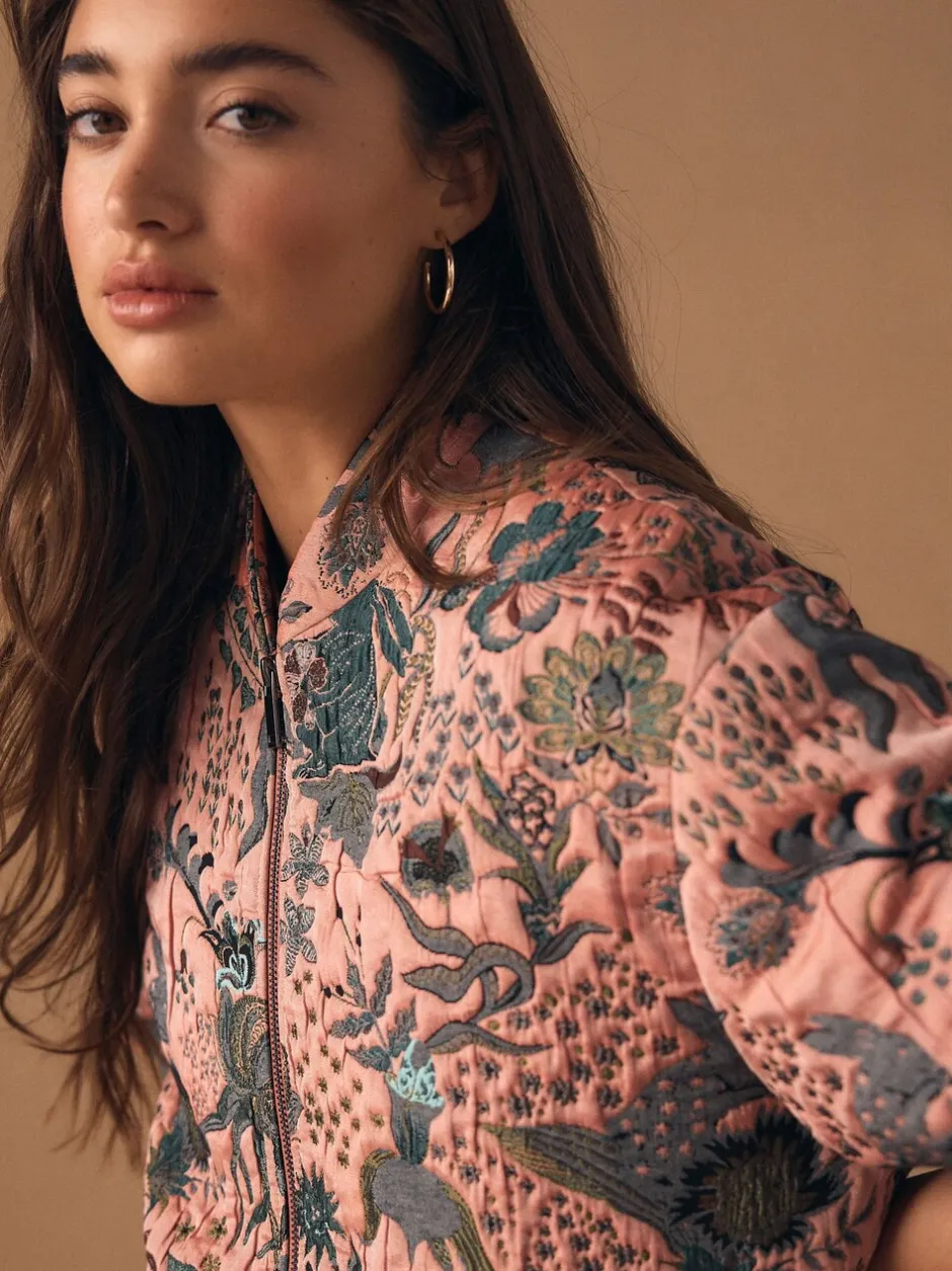 Jassen En Jacks|Next - Floral Jacquard Bomber Jacket Roze