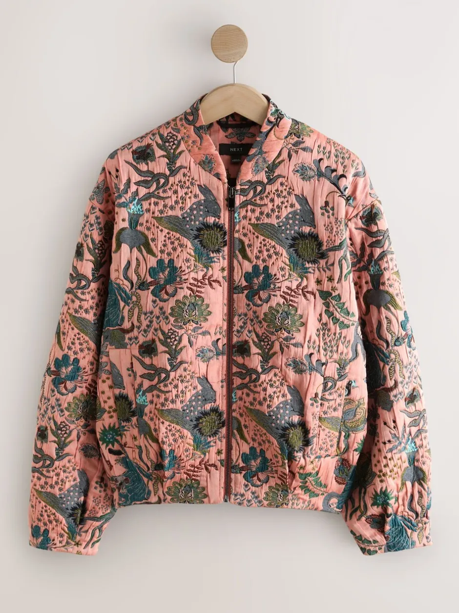 Jassen En Jacks|Next - Floral Jacquard Bomber Jacket Roze