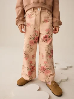 Jeans|Next Roze - Floral Print Wide Leg Jeans (3-16yrs)