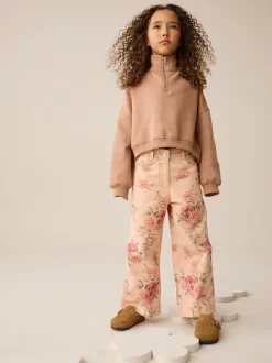 Jeans|Next Roze - Floral Print Wide Leg Jeans (3-16yrs)
