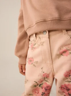 Jeans|Next Roze - Floral Print Wide Leg Jeans (3-16yrs)