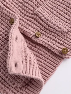 Gebreide Kleding|Next Roze - Gebreid babyvestje met geborduurde slogan op de rug (0mnd-2jr)