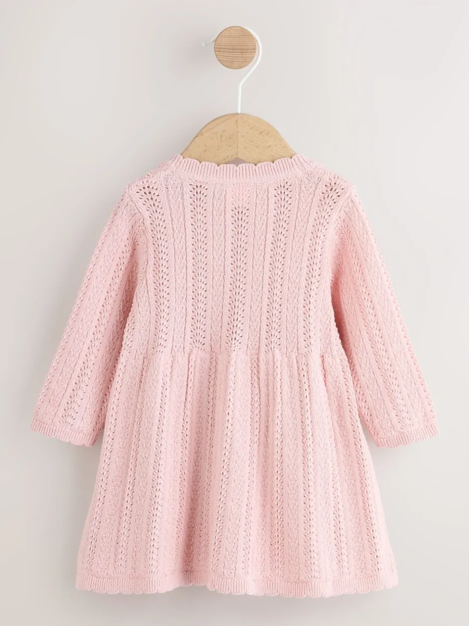 Jurken|Next - Gebreide babyjurk (0mnd-2jr) Roze