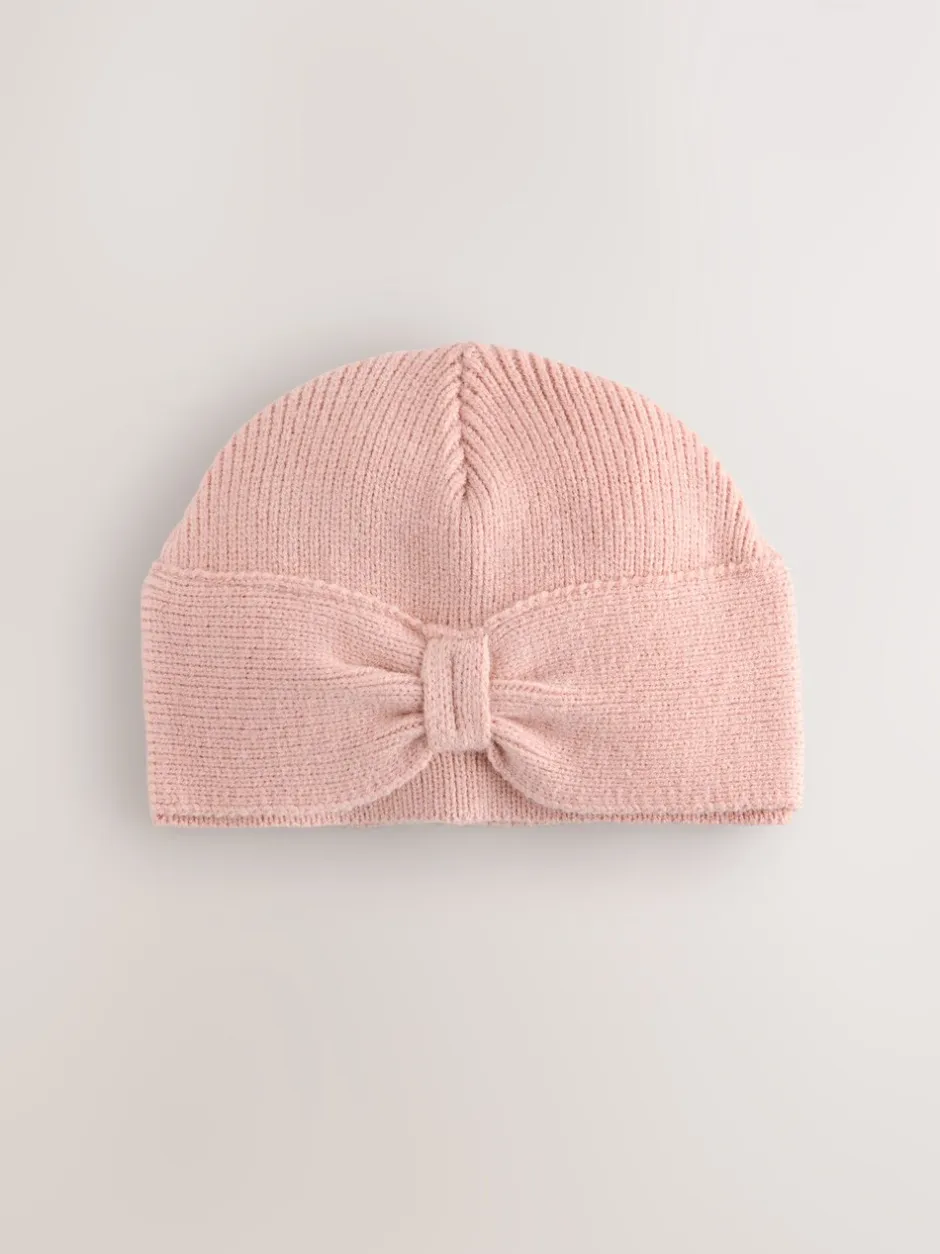 Mutsjes En Antikrabwantjes|Mutsen, Handschoenen En Sjaals|Next - Gebreide babymuts met strik en tulband (0mnd-2jr) Roze