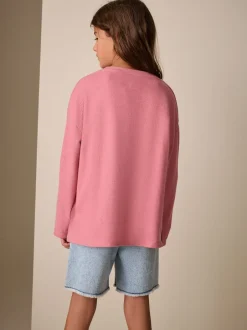 Tops|T-Shirts|Next - Getextureerde top met lange mouwen (3-16jr) Roze