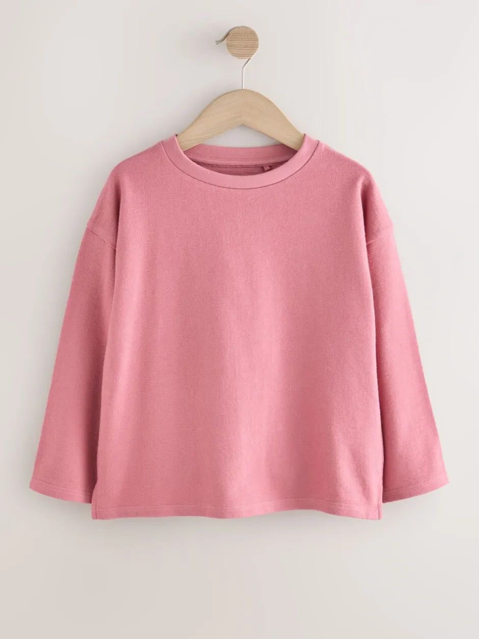 Tops|T-Shirts|Next - Getextureerde top met lange mouwen (3-16jr) Roze