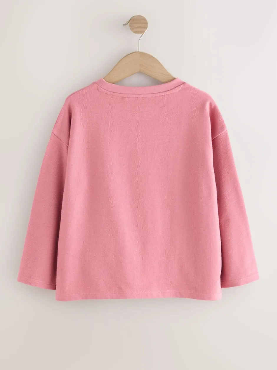Tops|T-Shirts|Next - Getextureerde top met lange mouwen (3-16jr) Roze
