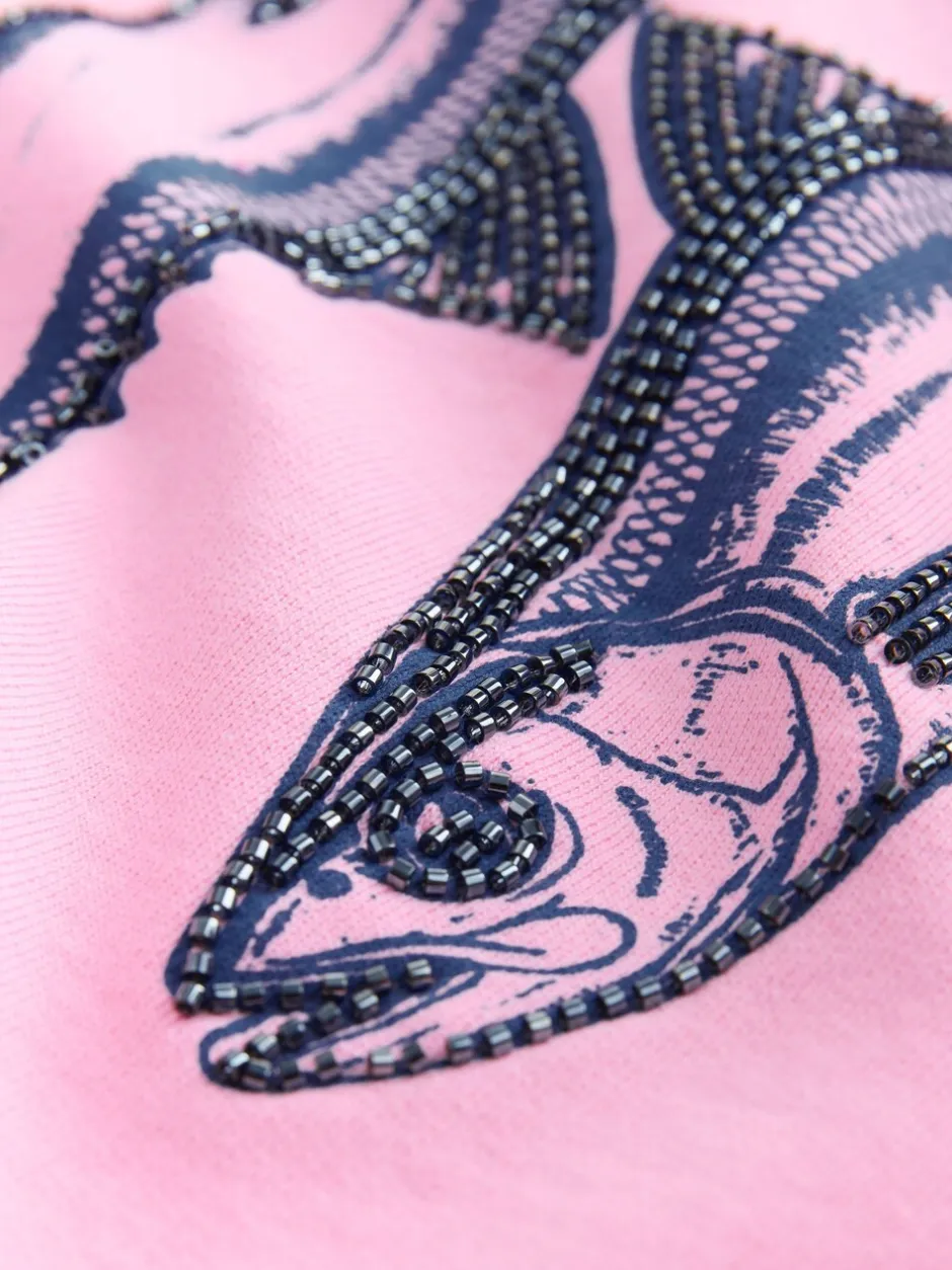 Hoody's En Sweatshirts|Next Roze - Graphic Beaded Fish Graphic Sweatshirt