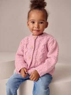 Gebreide Kleding|Next - Grofgebreid gebobbeld vest (3 mnd-10 jr) Roze