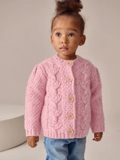 Gebreide Kleding|Next - Grofgebreid gebobbeld vest (3 mnd-10 jr) Roze