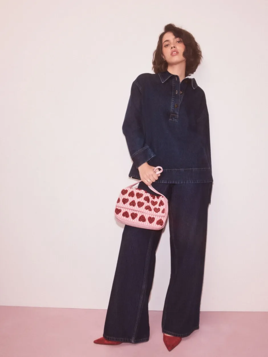 Tassen En Portemonnees*Next Roze - Heart Beaded Shoulder Bag