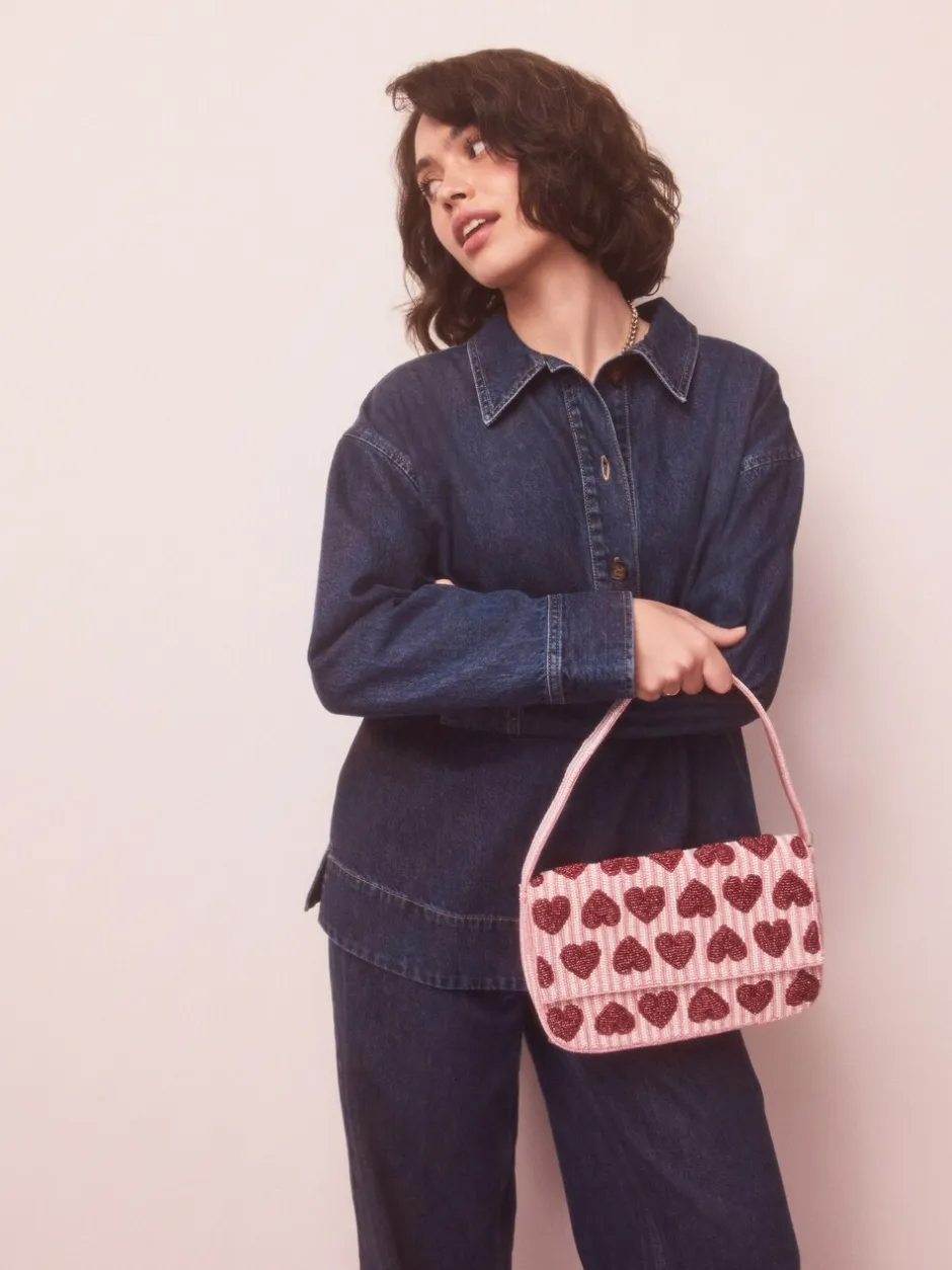 Tassen En Portemonnees*Next Roze - Heart Beaded Shoulder Bag