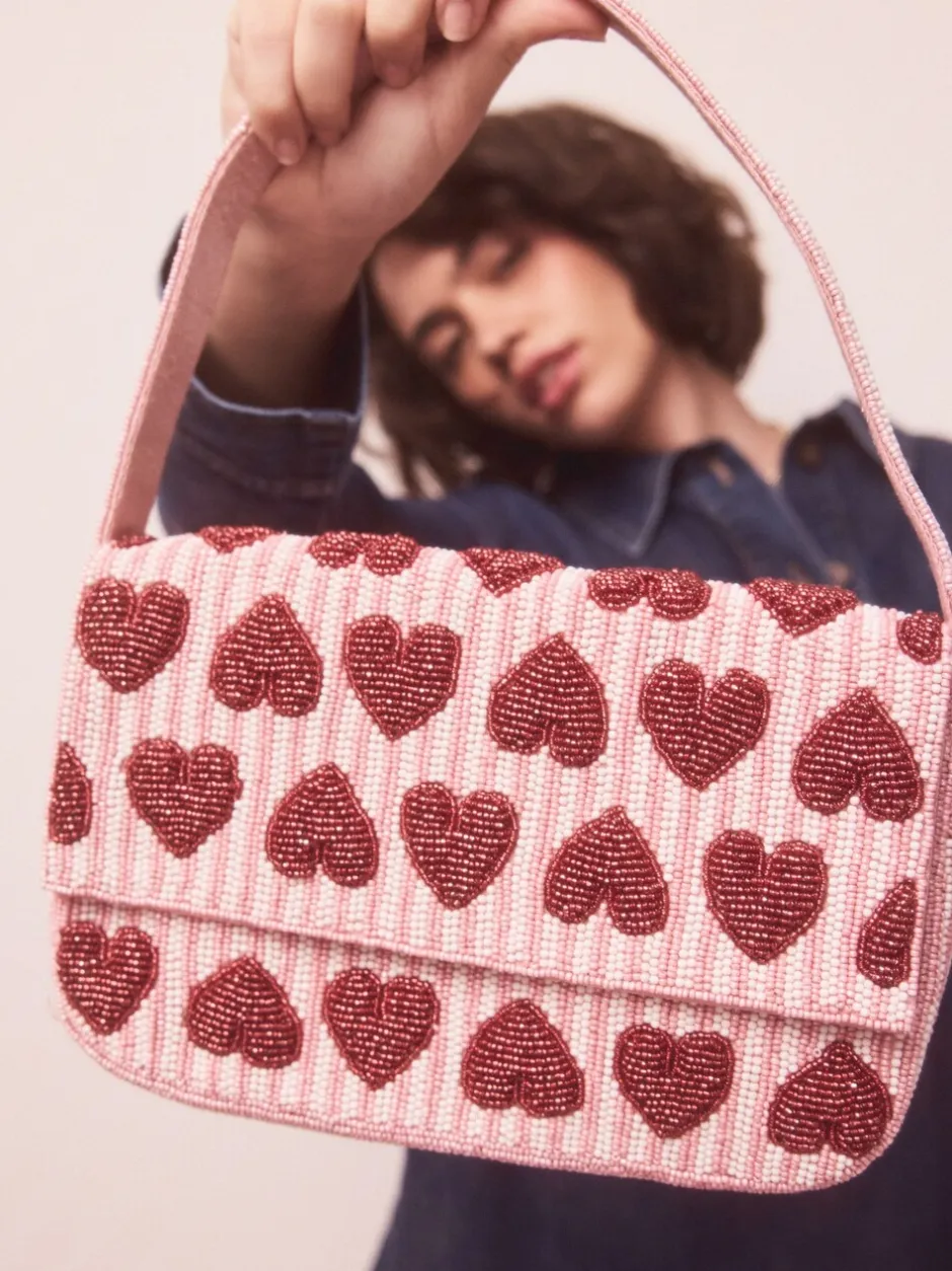 Tassen En Portemonnees*Next Roze - Heart Beaded Shoulder Bag
