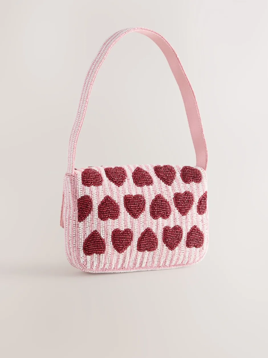 Tassen En Portemonnees*Next Roze - Heart Beaded Shoulder Bag