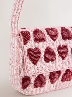 Tassen En Portemonnees*Next Roze - Heart Beaded Shoulder Bag