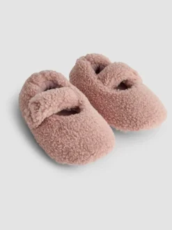 Pantoffels|Jojo Maman Bébé - Velvet Bow Ballet Pump Slippers Roze