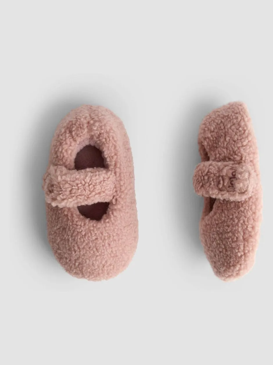Pantoffels|Jojo Maman Bébé - Velvet Bow Ballet Pump Slippers Roze