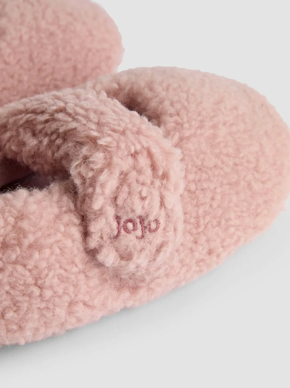 Pantoffels|Jojo Maman Bébé - Velvet Bow Ballet Pump Slippers Roze